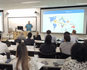 William Smallwood, president of Flint Technical Geosolutions, speaks to participants of UGA SBDC’s ExportGA program.