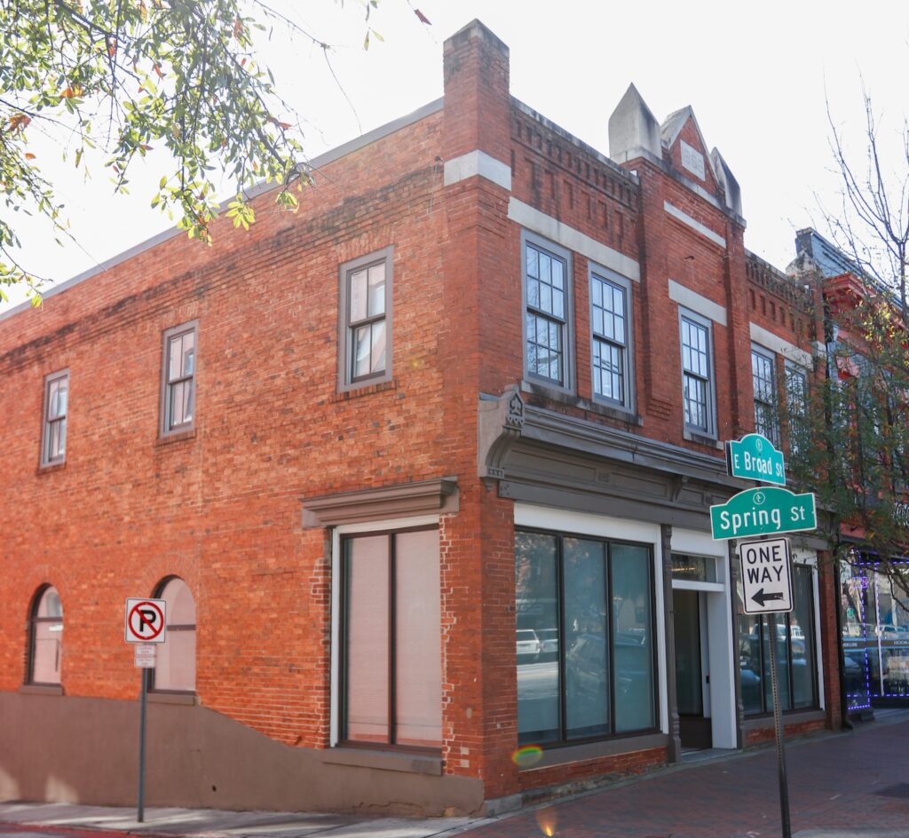 Photo of the UGA SBDC in Athens building at the corner of Spring and E Broad Street.